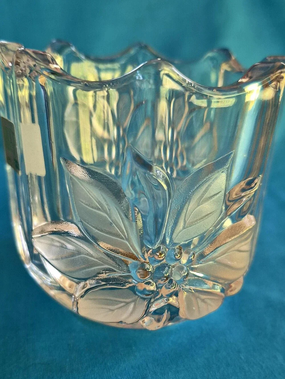 Mikasa Festive Poinsettia Clear Glass Votive Candle Holder